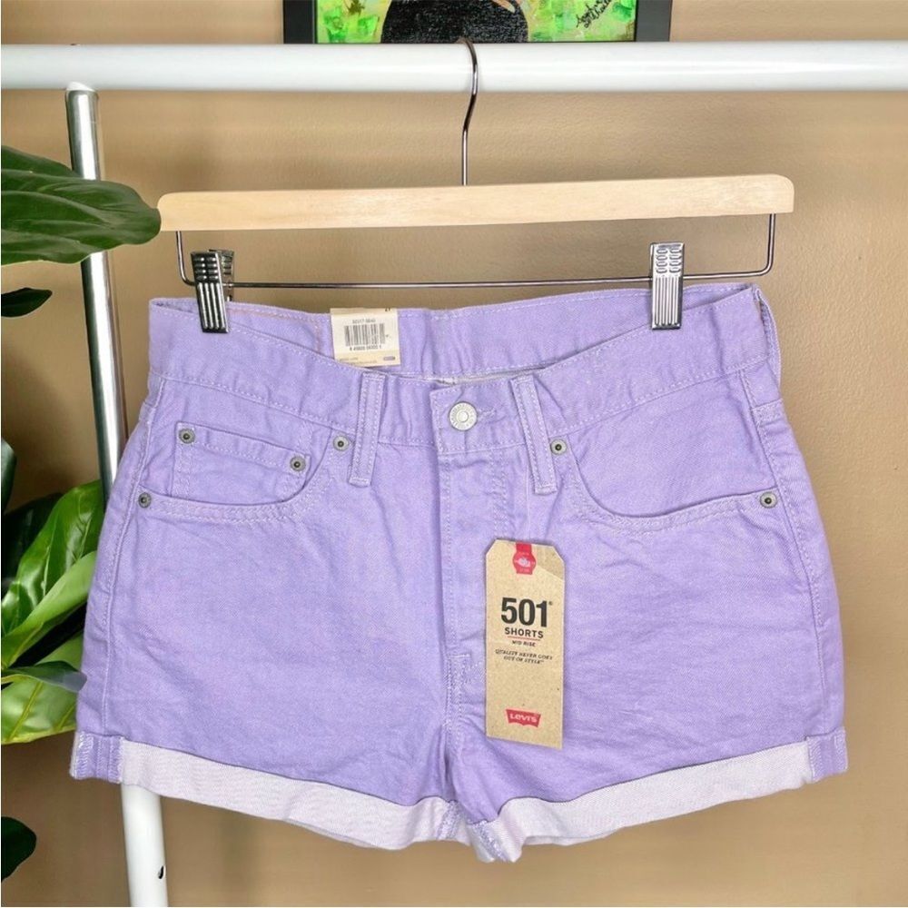 Levi's Lilac Mid Rise 501 Denim Shorts Size W 27 Non-stretch NWT Purple